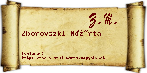 Zborovszki Márta névjegykártya